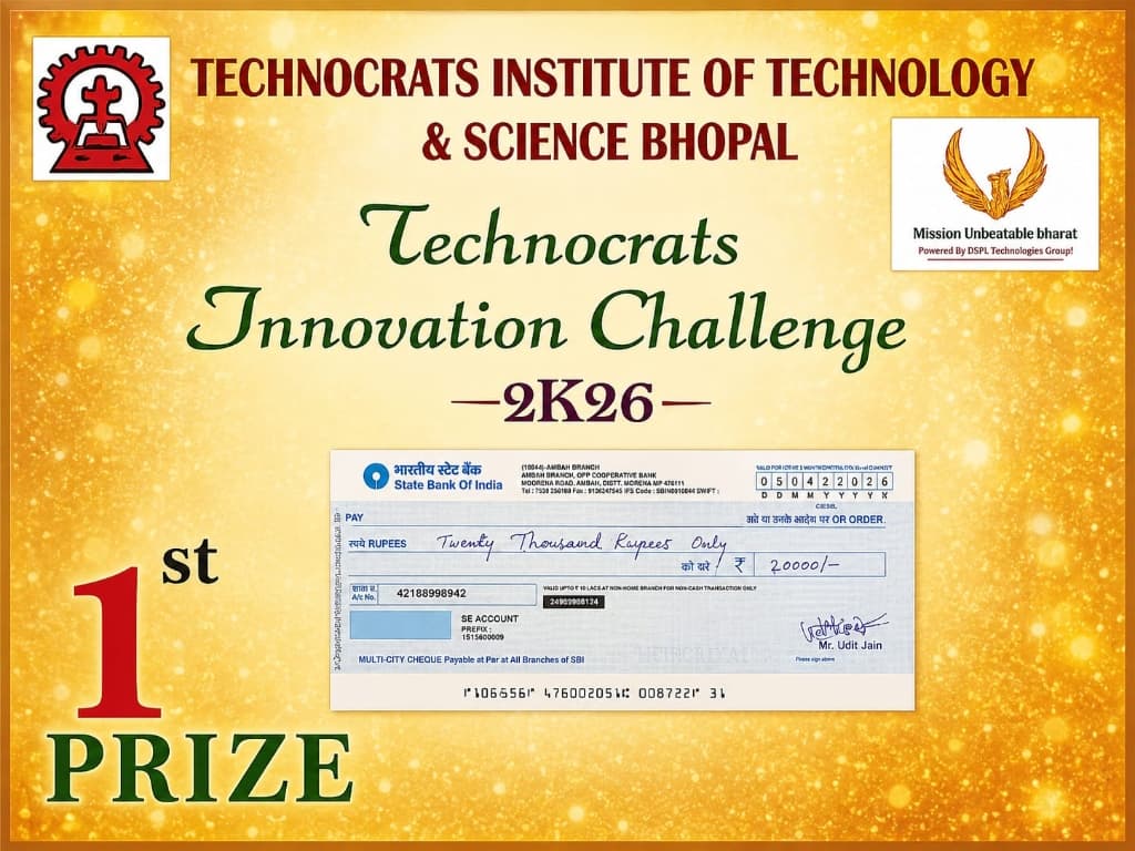 Technocrats Innovation Challenge 1st prize certificate