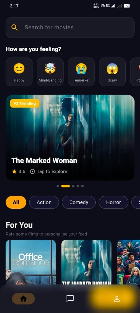 Movie Social App screen 1